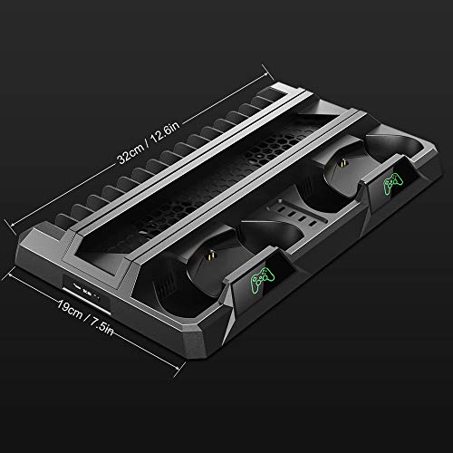PS4 Vertikaler Standfuß, bedee PlayStation 4 Vertikal Stand mit Kühler Lüfter, DualShock 4 Controller Ladestation mit LED, Ladegerät mit 16 Spielaufbewahrung für Alle PS4/PS4 Slim/PS4 Pro