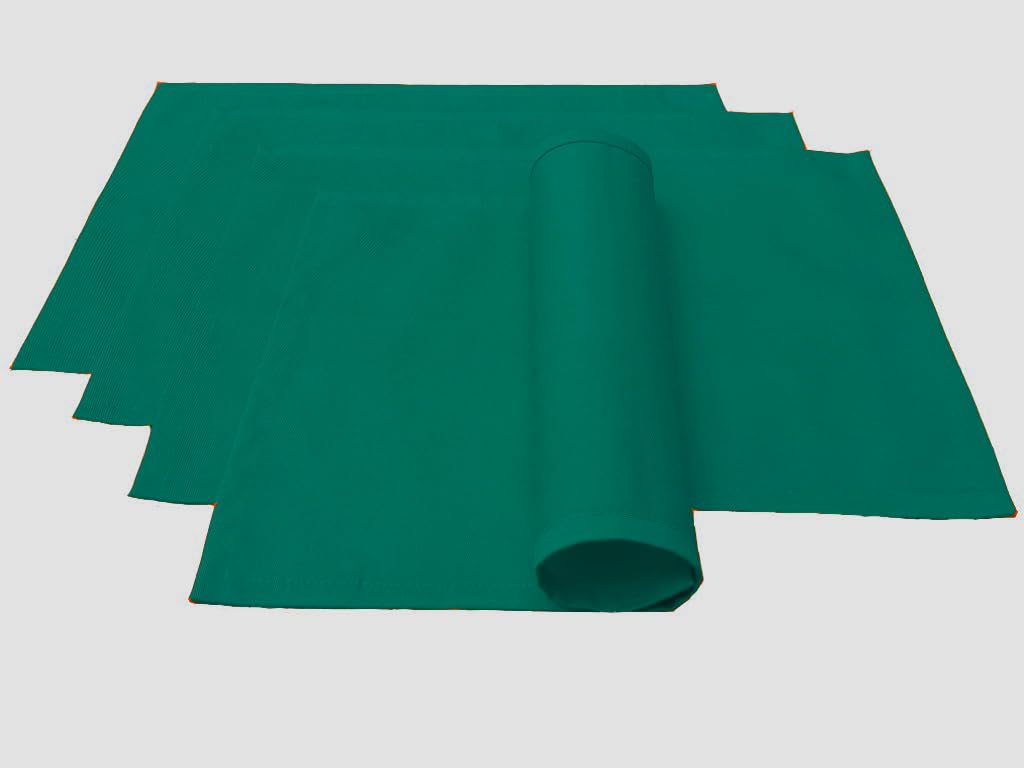 Lemos Home Place Mats Set of 4 Made from 100% Cotton Collection Concept, Choice of Colours and Sizes (Place Mats Set of 4-46 x 36 cm, Fir Green)