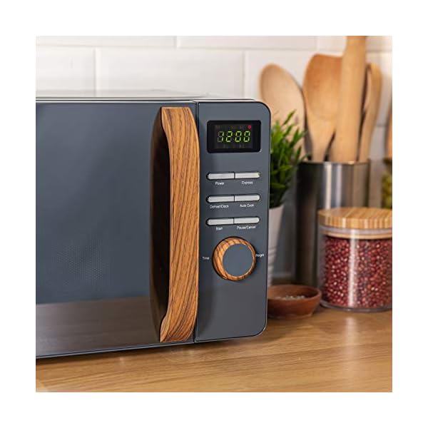 Russell-Hobbs-RHMD714G-17-L-700-W-Scandi-Grey-Digital-Microwave-with-5-Power-Levels-Wood-Effect-Handle-Dials-Clock-Timer-Automatic-Defrost-Easy-Clean-8-Auto-Cook-Menus Russell Hobbs RHMD714G 17 L 700 W Scandi Grey Digital Microwave with 5 Power Levels, Wood Effect Handle & Dials, Clock…