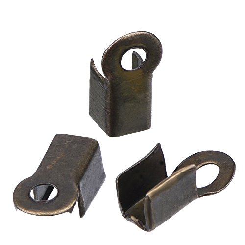 Outus 600 Pieces 2 Size Iron Fold Over Cord Ends Jewelry Findings for Leather - Thumbnail 6