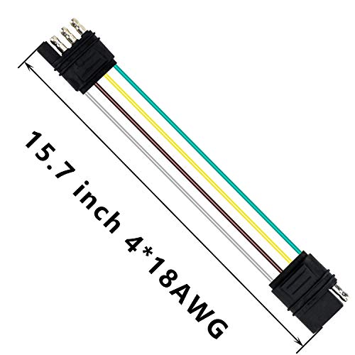 4 Way Flat Harness，GELRHONR 18AWG 4 Way 4 Pin Plug Flat Trailer Light Wiring Harness Extension