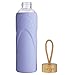 ORIGIN - Best BPA-Free Glass Water Bottle with Protective Silicone Sleeve and Bamboo Lid - Dishwasher Safe - 32 Ounce (Lavender)