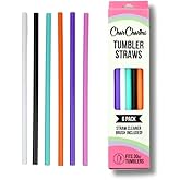 CharCharms 11 inch Tumbler Straws - Pack of 6 Solid Colors Replacement Straws with Cleaning Brush for 30oz Tumbler with 10mm Diameter, BPA Free, Dishwasher Safe
