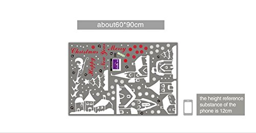 TOTOMO Christmas Window Decorations Decals - Winter Holiday Clings Stickers Snowflakes Snow Christmas Town W301 - Thumbnail 2