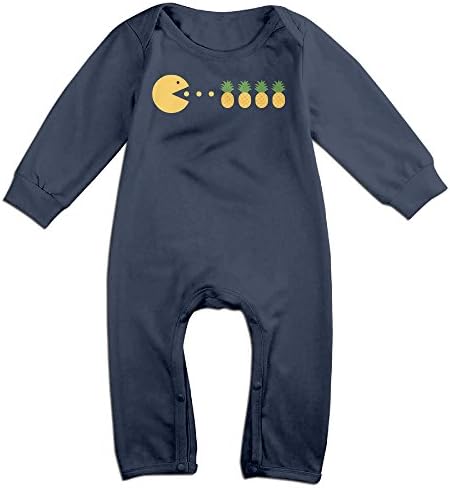 Kamici Inflant Pineapple Emoji Long Sleeve Romper Jumpsuits Navy 18 Months