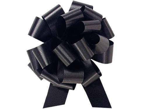 8 Inch Pull String Bows Black 20 Loops (2 & 1/2 Inch Ribbon) (10/pkg) Pkg/1