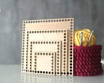 SQUARE Crochet basket bottom - Laser cut wood