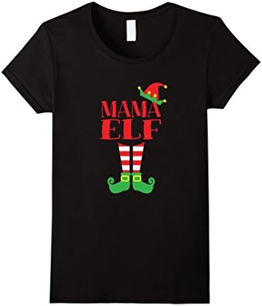 Womens Mama ELF Christmas season T-Shirt Dad's Mom's Matching Tee XL Black