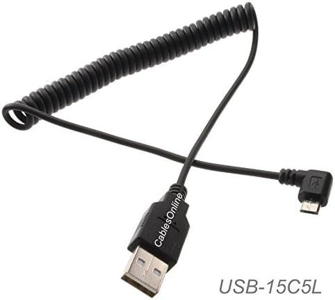 CablesOnline 5ft USB 2.0 A Male to Left-Angle Micro USB 5-Pin Male Coiled Cable, USB-15C5L