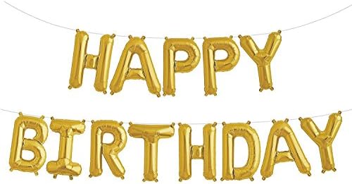 Happy Birthday Balloons Gold Foil Alphabet Letters Banner 16-inch Party Decoration Supplies