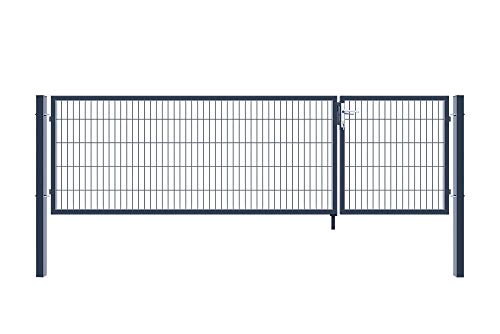 HOME DELUXE - Doppelflügel Gartentor ADITUS - Anthrazit, 80 x 350 cm - inkl. Griff, Schloss, Schlüsseln und…