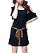 Allegra K Women Cut Out Shoulder Batwing Sleeve Summer Short Tee Dresses