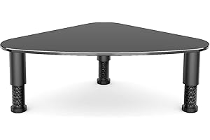 Hemudu Tempered Glass Computer Monitor Riser/Triangle Save Space Desktop Corner Stand for Computer Monitor & Laptop Black HD01B-003