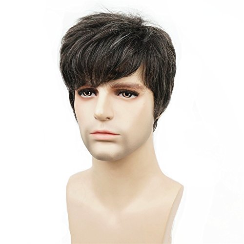 Aimole Synthetic Short Men Wigs Natural Body Wave Hair Heat Resistant Full Capless Wig