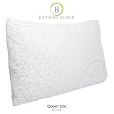 Bamboo Sleep PREMIUM Adjustable Comfort Pillow - Dual Cover Hypoallergenic Certipur-US Shredded Memory Foam - Queen Size