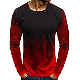 IEason Men top Men Gradient Color Long-Sleeve Beefy