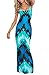 FOCUSNORM Women’s Sexy Boho Maxi Dress for Evening Party Summer Straps Sundress (Blue, S)