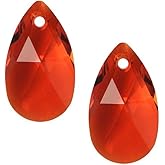 20pcs Czech Faceted Crystal Glass Pear Chandelier Pendant Drop Loose Beads Suncatcher 22mm Large July Light Siam Red Birthstone for DIY Craft Jewelry Making CCE-6