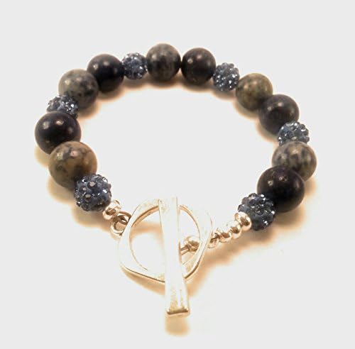 Soul Star Designs Lapis Lazuli Toggle "Deep Blue Sea" Bracelet w/Blue Multi-Color accents and Blue Shamballa Beads