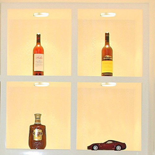 Cefrank LED Display Lighting Under Cabinet Kit - Plug-in 4 Pack Puck Light - Warm White 3000K
