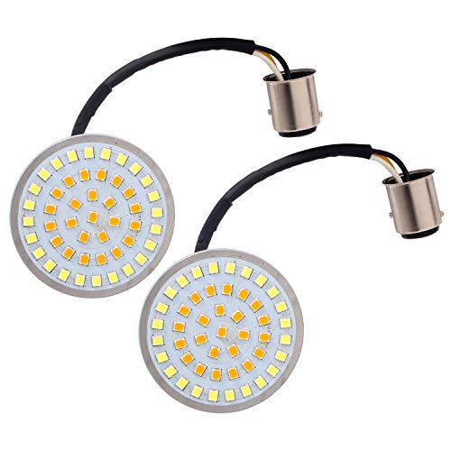 image for XMMT Pair Motorcycle 2 inch Bullet Style 1157 White&Amber LED Rear Tur