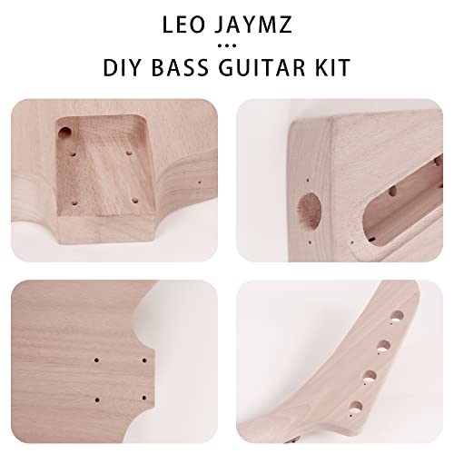 Leo Jaymz DIY Electric Bass Guitar Kits Mahogany Body, Maple Neck and