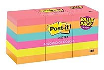 Post-it Notes, 1 3/8 in x 1 7/8 in, Cape Town Collection, 18 Pads/Pack, 100 Sheets/Pad (653-18AU)