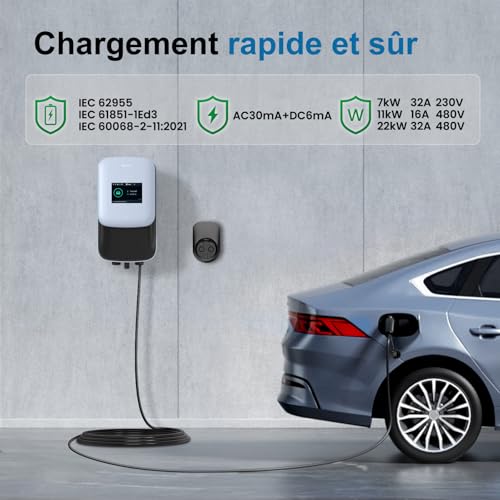 GONEO Wallbox 11kW 8A-16A 480V Charging Station for Electric Vehicle Three Phase OCPP with RFID Card IP65 IK10 APP WiFi Control Charging on Appointment History View