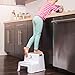 LemonMelon Two Step Stool for Kids (Grey) Small Kitchen & Bathroom Potty Training Ladder w/Slip-Resistant Stairs | Compact, Portable Built-in Carry Handles | Girls, Boys