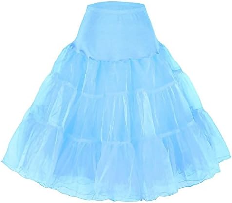 Diyouth Women's 50s Vintage Rockabilly Petticoat,26" Length Net Underskirt Ice Blue S