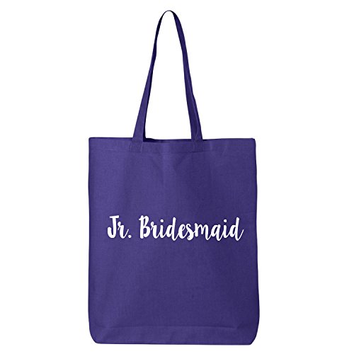 Jr. Bridesmaid Cotton Canvas Tote Bag in Purple - One Size