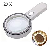 AboveTEK Handheld 4.2-Inch 20X Magnifying Loupe with 12 LED Lights - Large Clear Optical Lens Illuminated Magnifier for Reading Crafting Sewing Hobbies - Lighted Magnifying Glass Daily Low Visual Aids