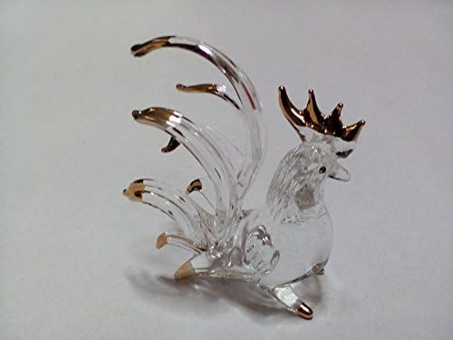 Pakdeevong shop Miniature Hand Blown Art Glass Figurine - Rooster