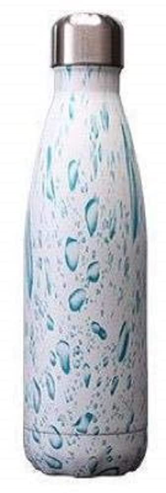 Boolavard Water Bottle Vacuum Insulated Stainless Steel Water Bottle BPA Free Metal Sports Bottle Double Wall Insulated Cold and Warm Drinks 17OZ / 500ML (Water Drops)