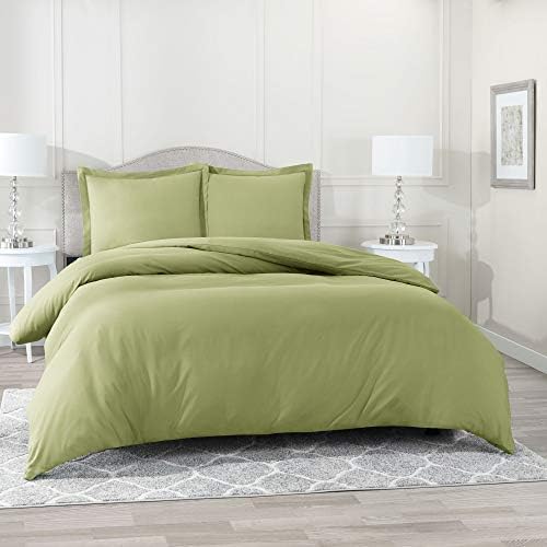 Nestl Sage Green Duvet Cover Full Size Soft Full Size Duvet Cover Set, 3 Piece Double Brushed