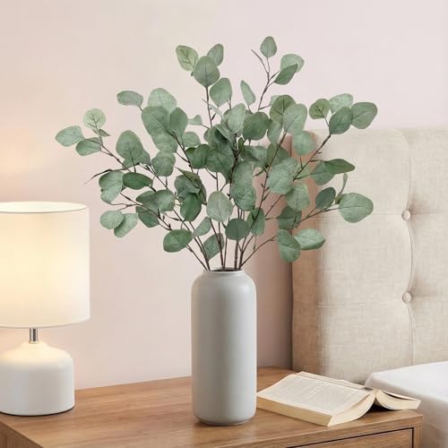 ROLLWAY Pack of 4 Artificial Eucalyptus Decorative Branches, 67 cm, Eucalyptus Easter Branches, Decorative Branches, Green, Fabric for Wedding, Home Decor, Vase, Table Decoration, Party, Christening, Communion, Confirmation, Easter Decoration