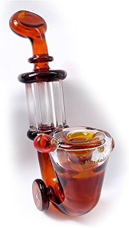 Classic Handmade Amber Hand Bubbler Glass Pipe for Smoking by The Dark Diamond
