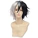 HH Building Fashionable Short Fluffy Layer Cosplay Costume Wig Black White Hair primary