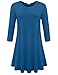 BELAROI Women's Plus Size Dress Fall Casual Swing 3/4 Sleeve T Shirt Loose Tunic Dress (3X, Steel Blue)