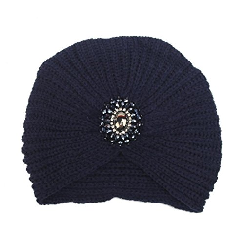 Winter Hat, áƒ¦ Ninasill áƒ¦ Exclusive Warm Knit Crochet Ski Hat Braided Turban Headdress Cap (Navy)