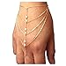 Suyi Pop Celebrity Chain Tassel Crystal Bracelet Slave Finger Ring Hand Harness 6Gold
