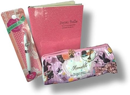 Back to School, Student, College, Dorm, Alice in Wonderland Cute Girls Design Student Round Shaped Pencil Pen Case Pink 3 Item Bundle