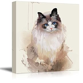 Square Cat Series Watercolor Painting Style Kitty