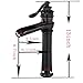 BWE Bathroom Sink Faucet Waterfall Vessel Sink Faucet Singe Hole Oil Rubbed Bronze Black Country Farmhouse Handle Supply Line Lavatory Tall Rv Rustic Bath Basin Vanity