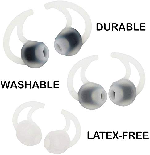 Premium Replacement Silicone Earbuds Ear Buds Tips S/M/L Eargel Isolation for Bose QuietControl 30 QC20 QC20i QC30 Soundsport SIE2 SIE2i IE2 IE3 Wireless Headphones Earphones - 3 Pairs, White