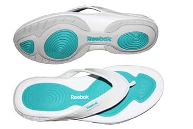 Amazon.com | Reebok Womens Easytone Flip Sandals size 9 White-blue | Flip-Flops