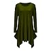 WearLove Women Asymmetrical Loose Long Sleeve Pockets Tunic Shirt Dress Army Green 2XL