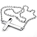 KONOV Mens Womens Stainless Steel Sideways Cross Pendant Necklace Chain, Silver, 22 inch