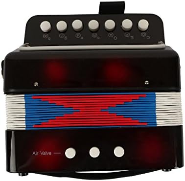 Blueseason 7-Key 2 Bass Mini Small Accordion Educational Musical Instrument Rhythm Band for Kids,Black