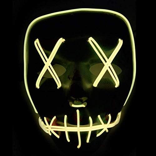 Homgomco The Purge Election Year LED Light Up Mask Festival Halloween Costume (Yellow)